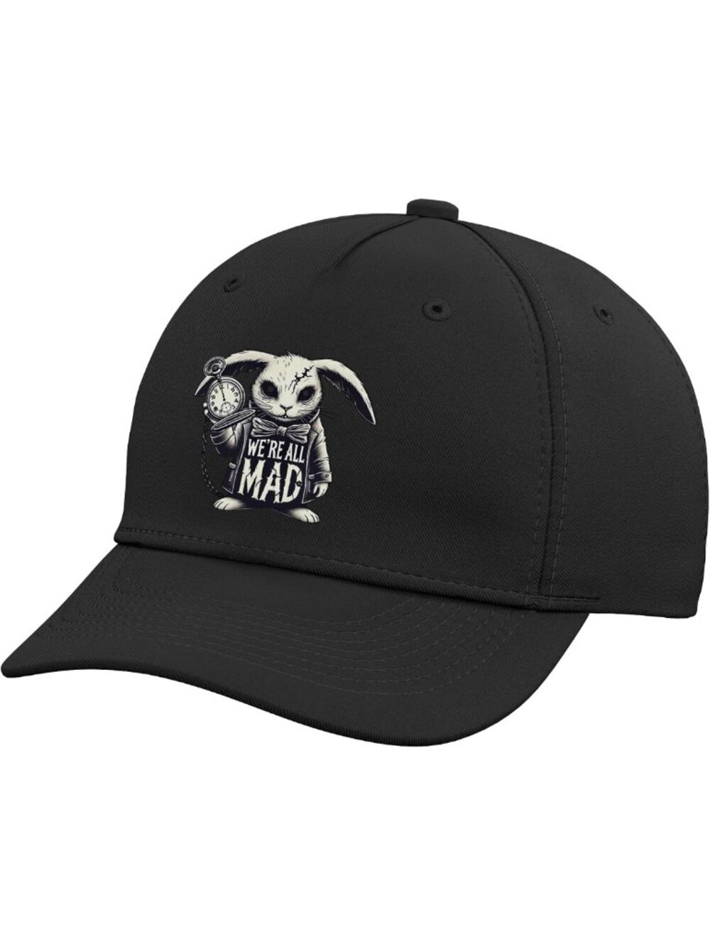 Adjustable Baseball Hat - Alice in Wonderland Mad Hatter & White Rabbit Design